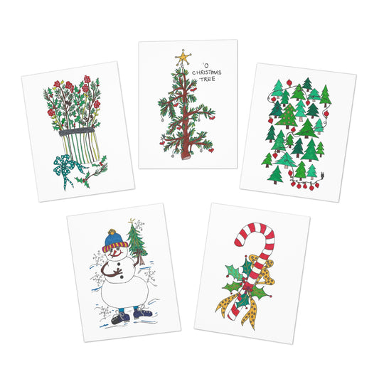 O' Christmas Tree Greeting Card Multipack, 5 Festive Designs