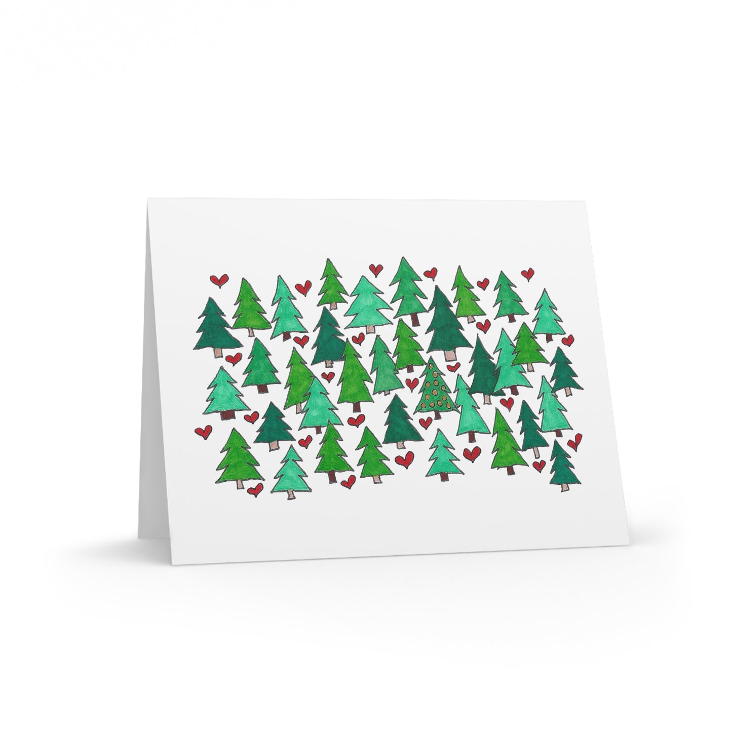 Christmas Tree Farm & Hearts Greeting cards (8, 16, or 24 pcs)
