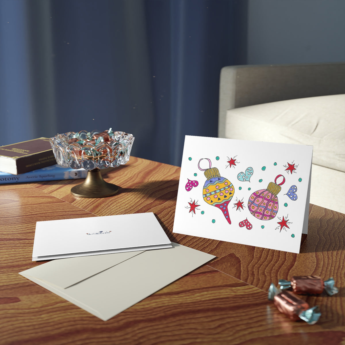 Ornaments & Hearts Greeting cards (8, 16, or 24 pcs)
