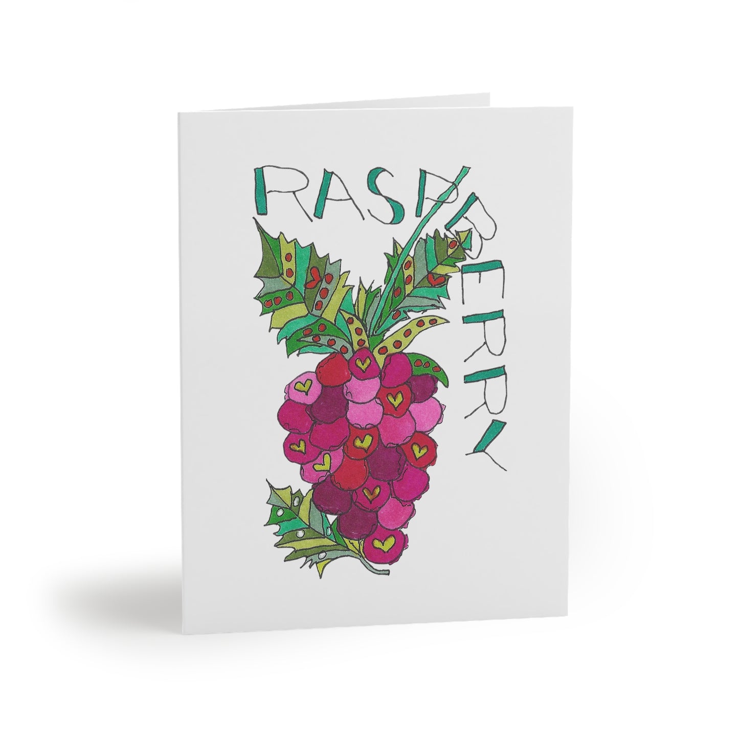 Plump Raspberry Greeting Card Set — Hand-Drawn Fruit Note Cards (8/16/24 pcs)