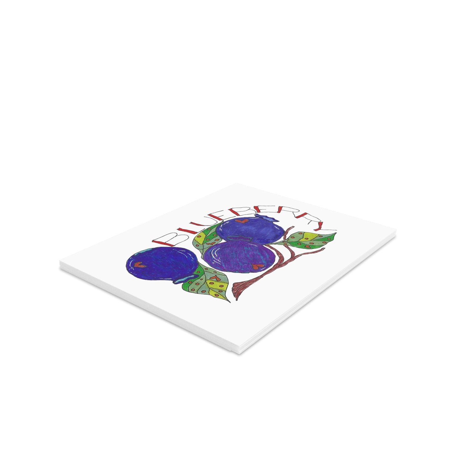 Blueberries Greeting Card Set — Hand-Drawn Fruit Note Cards (8/16/24 pcs)