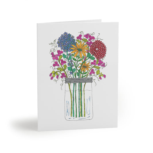 Garden Flowers in a Jar Greeting cards (8, 16, or 24 pcs)