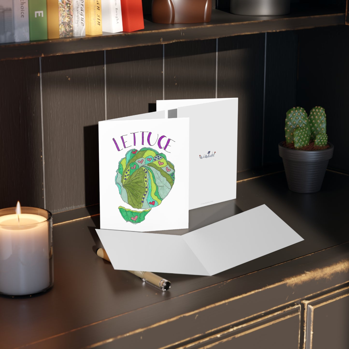 Fresh Lettuce Greeting Card Set — Hand-Drawn Vegetable Note Cards (8/16/24 pcs)