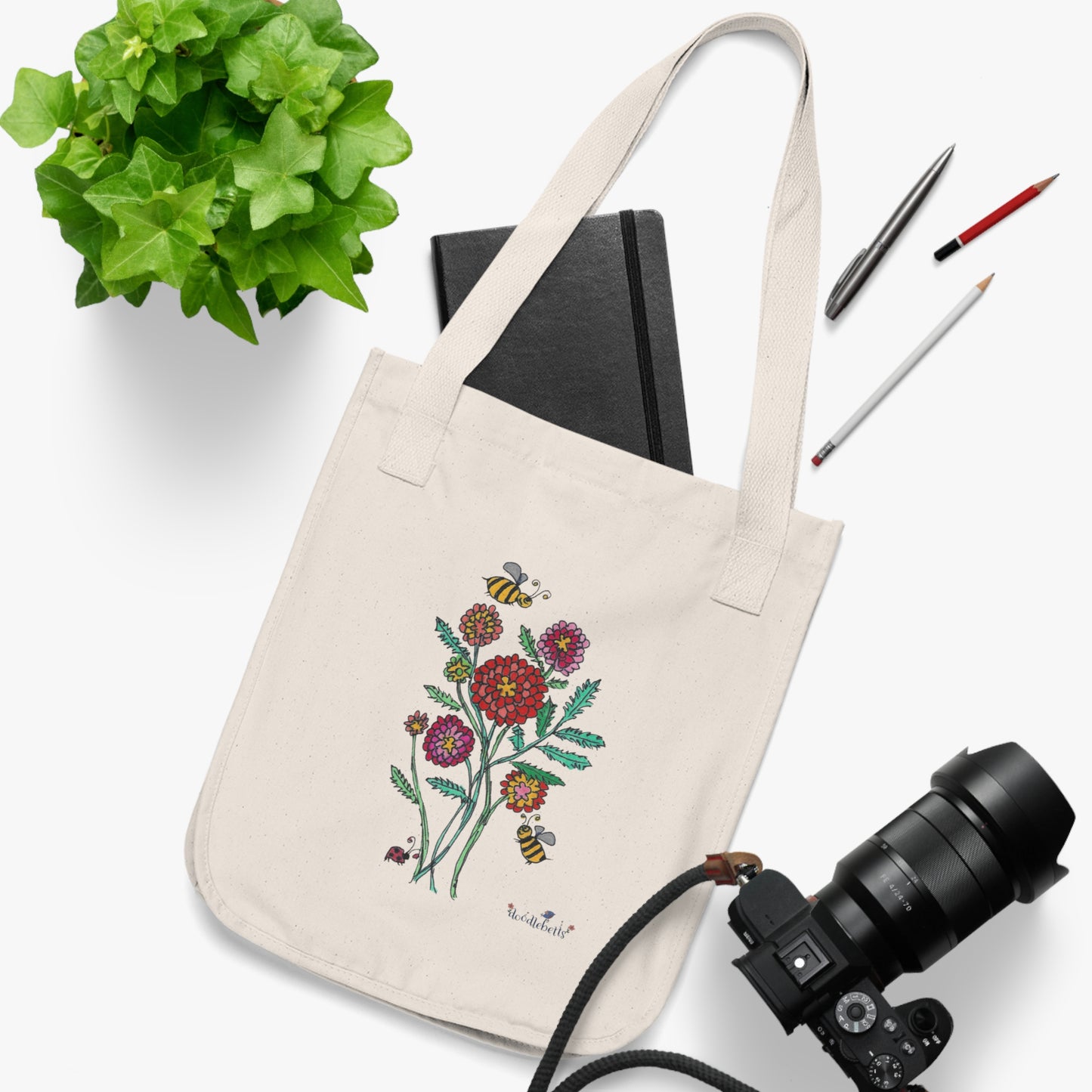 Bees & Dahlias Eco-Friendly Tote - medium